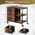thumbnail image 2 of JungleA 3 Drawer Mobile File Cabinet, with 3 Fabric Drawers and 2 Shelves, Mobile Storage Organizer Cart for Office, Study Room, Library, Burnt Texture, 2 of 8