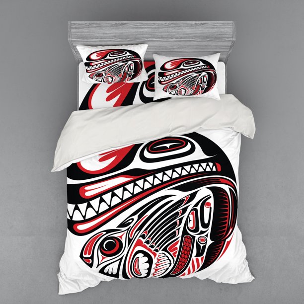 Tribal Duvet Cover Set, Haida Style Animal Art Wild Eagle ...