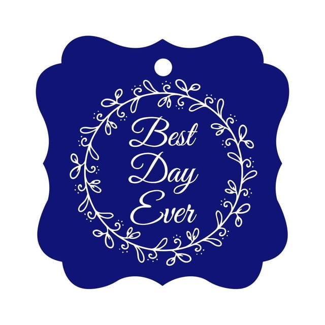 Darling Souvenir Custom Best Day Ever Wedding Party Tags Leaf Wreath Hang Tags-Blue-100 Tags
