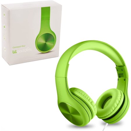 UPC: 0866367000240 | LilGadgets Connect+ Pro Wired Kids Headphones Child-Friendly Foldable over-Ear Headset in-line Microphone Green