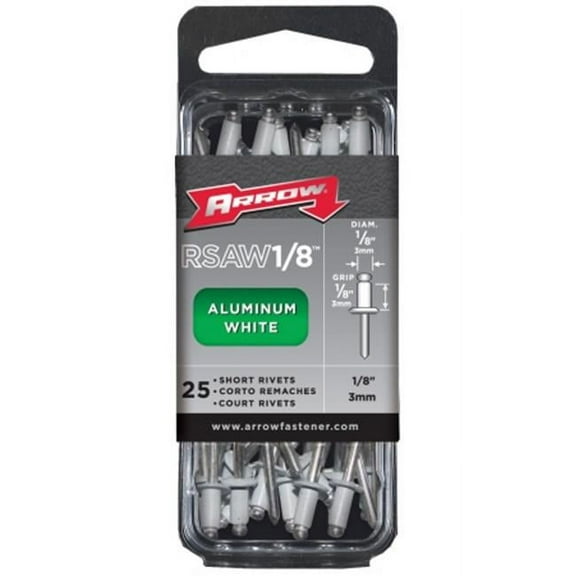 Arrow Fastener Co. RSAW.13 Short Aluminum Rivets - White - 1/8in.