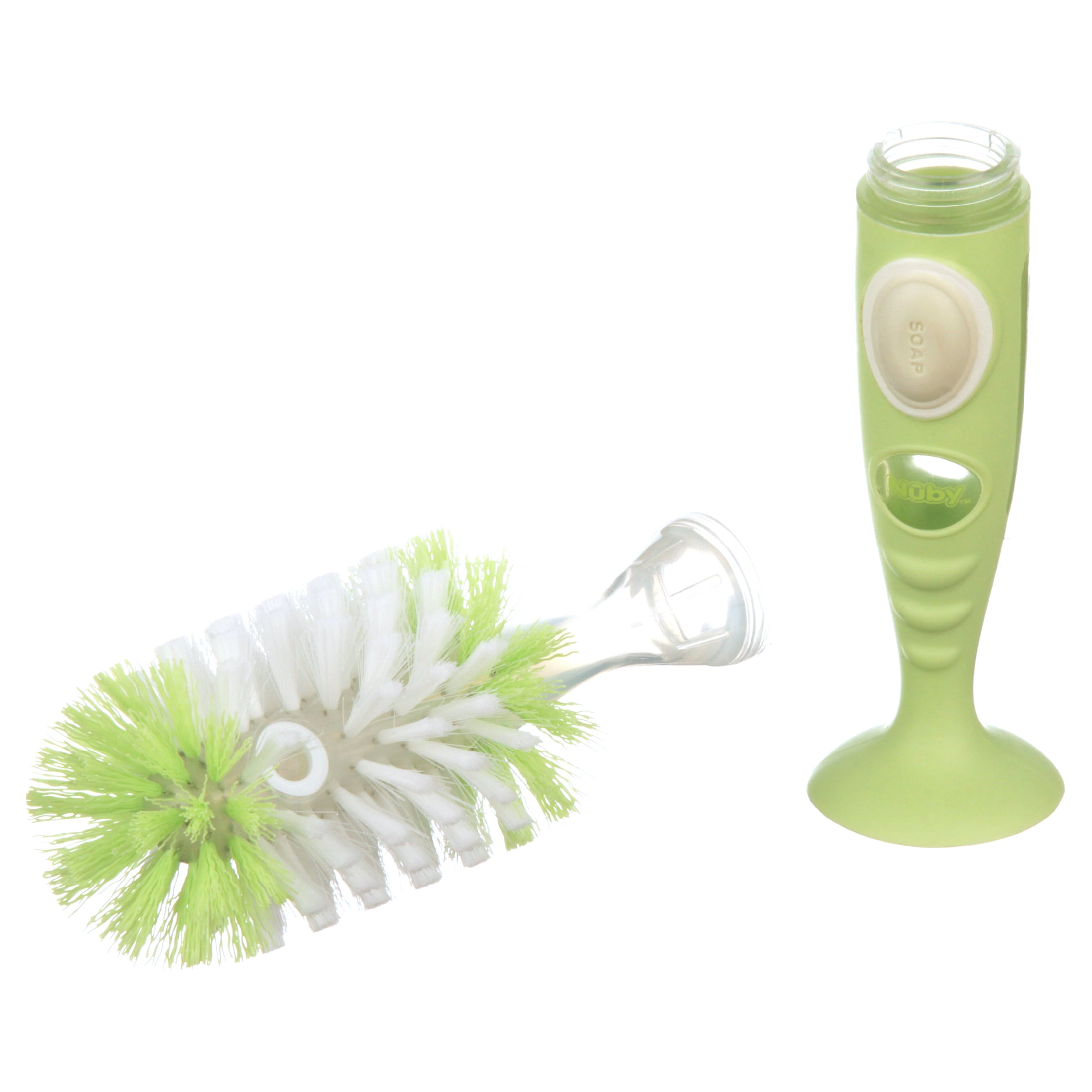 Nuby Easy Clean Soap Dispensing Brush, Pink/Green, 2 Count