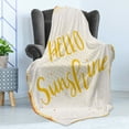 thumbnail image 4 of Hello Sunshine Soft Flannel Fleece Throw Blanket, Halftone Motif Background with Doodle Style Vintage Sun, Cozy Plush for Indoor and Outdoor Use, 50" x 70", Orange Yellow, by Ambesonne, 4 of 5