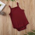 thumbnail image 4 of Newborn Baby Girl Clothes Halter Sleeveless Ribbed Knit Soild Color Jumpsuit Red 12-18 Months, 4 of 9