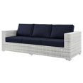 thumbnail image 1 of Lounge Sofa, Rattan, Wicker, Light Grey Gray Blue Navy, Modern Contemporary Urban Design, Outdoor Patio Balcony Cafe Bistro Garden Furniture Hotel Hospitality, 1 of 8