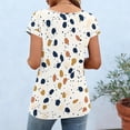 thumbnail image 6 of Women's Summer Tops Short Sleeve Spring Fashion Printed Button Detail Crew Neck Comfy Tunic Top Tees (S, White), 6 of 8