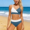 thumbnail image 4 of Girls' Solid Color Two-Piece Bikini Swimsuit with High Waist and Adjustable Straps, Soft Stretch Fabric for Swimming and Beach, 4 of 8