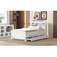 thumbnail image 5 of Newest Twin Size Platform Bed with Storage Headboard, USB, Twin Size Trundle and 3 Drawers, White, 5 of 9
