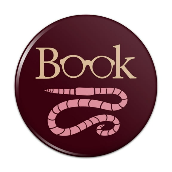 Book Worm with Earthworm Glasses Pinback Button Pin