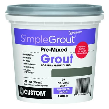 Simplegrout PMG09QT Pre-Mixed Grout 1 Qt, Natural Gray