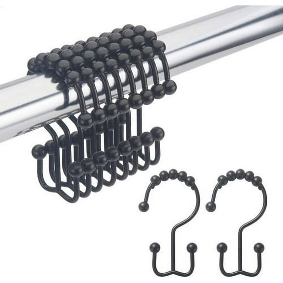 SHOP 'n SAVE Black Metal Shower Curtain Hooks 12 Count