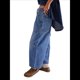thumbnail image 2 of Pantalones Vaqueros Estilo Barril para Mujer, Informales, Anchos, Elásticos, de Tiro Medio, Estilo Boyfriend, Y2k, Holgados, con Cordón. Azul Profundo L, 2 of 8