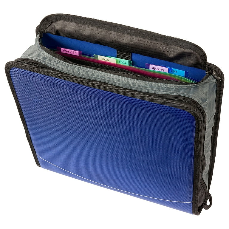 Case It 3-Inch Mighty Zip Tab Zipper Binder, Blue, D-146, Holds