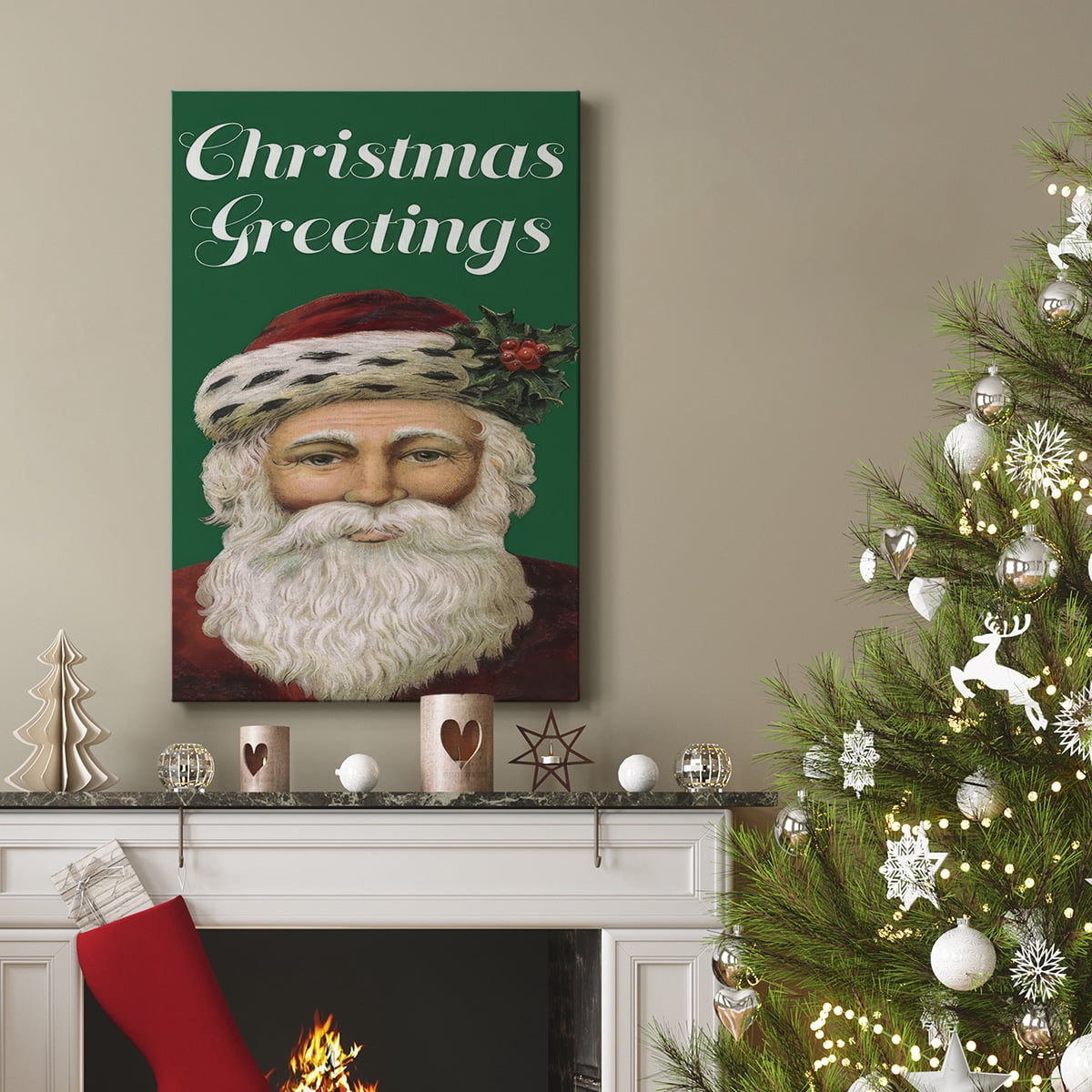 Retro Santa Claus I- Gallery Wrapped Canvas