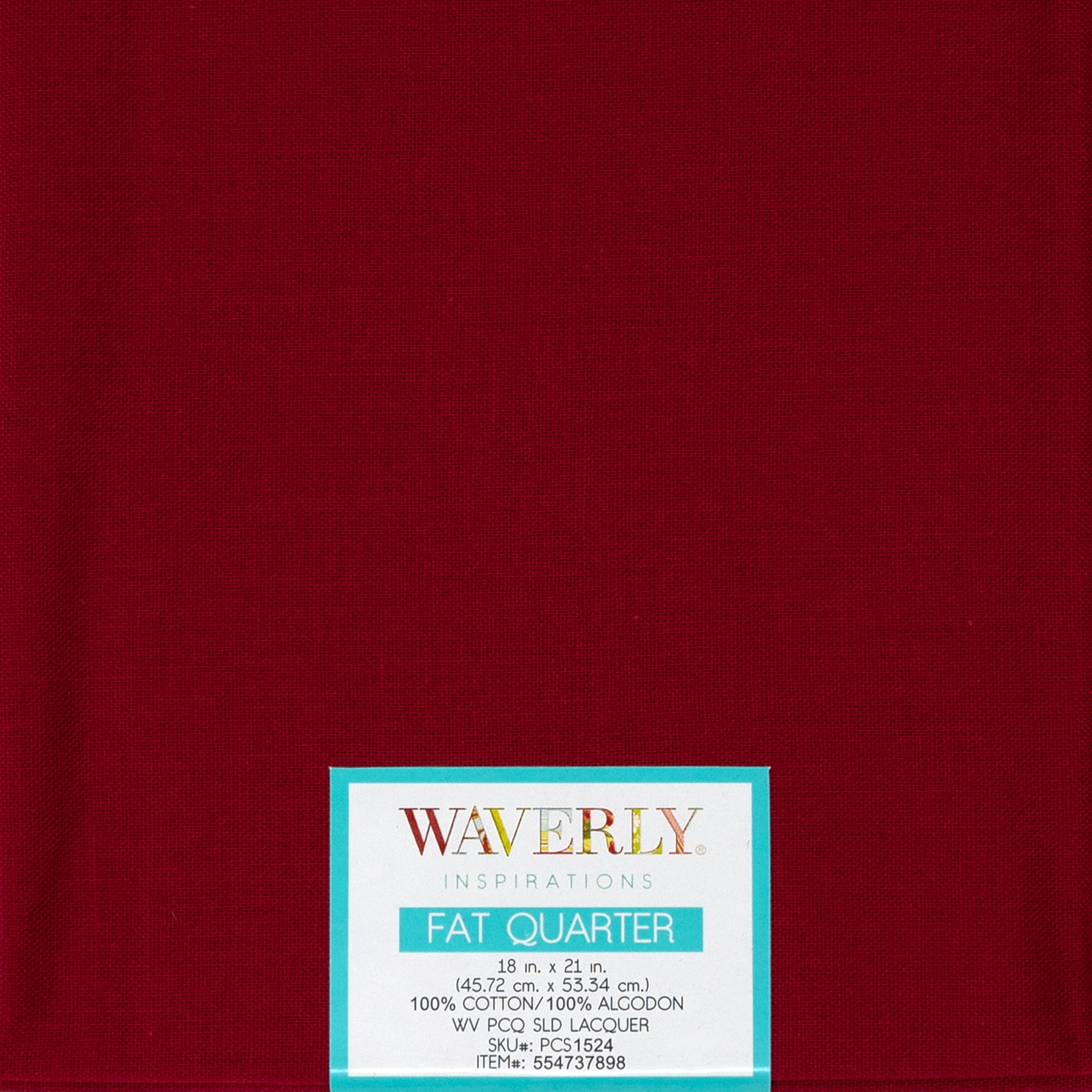 Waverly Inspirations 18" x 21" 100% Cotton Fat Quarter Solid Lacquer Print Quilting & Craft Fabric, 1 Each