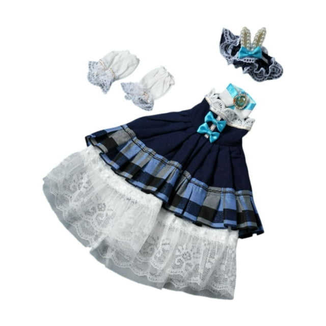 Vestido de princesa para muñeca BJD 1/6, vestido de fiesta, ropa DIY para niños, accesorios fotográficos azul