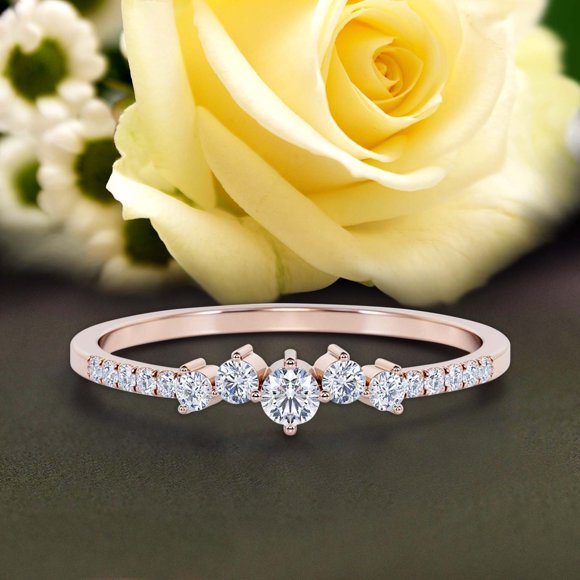 Made-to-Order Promige Ring 0.60 Carat Round Cut Diamond Moissanite Cheap Engagement Ring Wedding Band Ring in 10k Solid Rose Gold, Dainty Ring, Fairy Ring