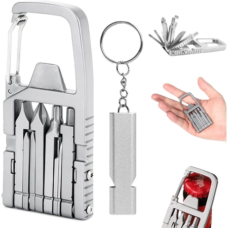 12-in-1 Mini Multitool Set Portable Outdoor Keychain Multitool Jawbreaker Mini Tool with 1pc Emergency Whistle Bottle Opener Various Screwdrivers Phone Holder and Carabiner (2)