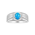 thumbnail image 1 of RYLOS Men's Rings Sterling Silver Classic 7X5MM Oval Gemstone & Diamond Ring Turquoise Birthstone Rings For Men, Silver Rings, Size 11, 1 of 7