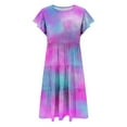 thumbnail image 4 of ZACPNCV Robe Fille Manches à Volants à Étages Évasée Ligne A Mignonne Midi Décontractée Robe d'Été Violet 5-6 Ans, 4 of 9