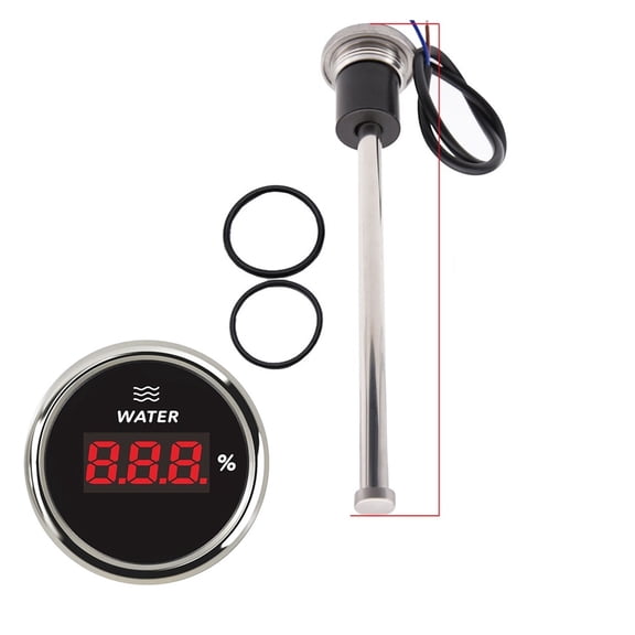 0-190 Ohm Digital Water Level Gauge Waterproof 150-600mm Water Level Sensor With Red Backlight For Yacht Marine Boat Car ,Easy to Install