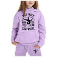 thumbnail image 3 of MuXiKeJi Clothes Toddler Girl Clothes Letter Print Long Sleeve Cute Hooded Sweatshirt Top Pocket Elastic Waist Pants 2pcs Outfits Clothes Set, 3 of 5