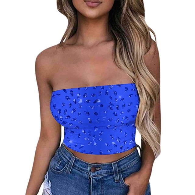 Tube Tops, Womens Printed Strapless Yoga Exercise Chest Wrap Pullover