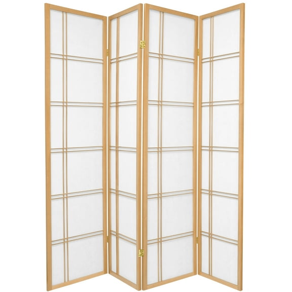6 ft. Tall Double Cross Shoji Screen - Natural - 4 Panels