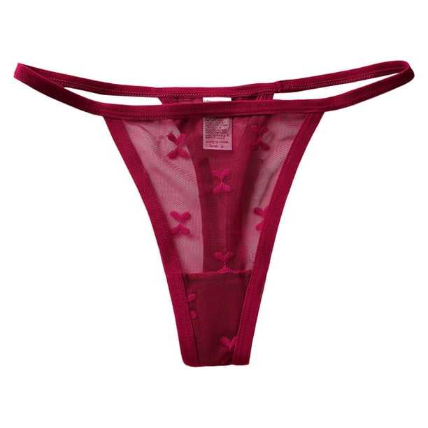 Gibobby Calzones de encaje para mujer Bragas de encaje con estampado Sexy para mujer, ropa interior de tiro bajo, bragas de Tanga para mujer(Vino,M)