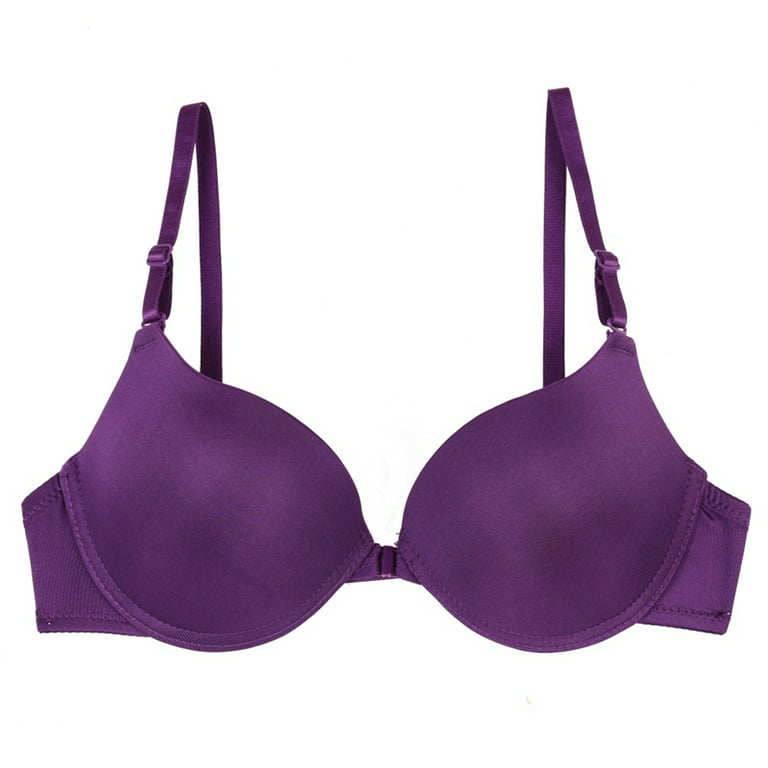 Promotion Clearance Sexy Padded Push Up Bras Women Seamless Bra Lingerie  Backless Bralette Front Closure Brassiere Adjustment Underwear Female purple  85B 