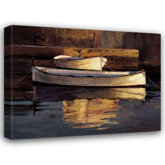 Poch Romeu 24x19 Gallery Wrapped Canvas Wall Art Titled - Barcas al Atardecer