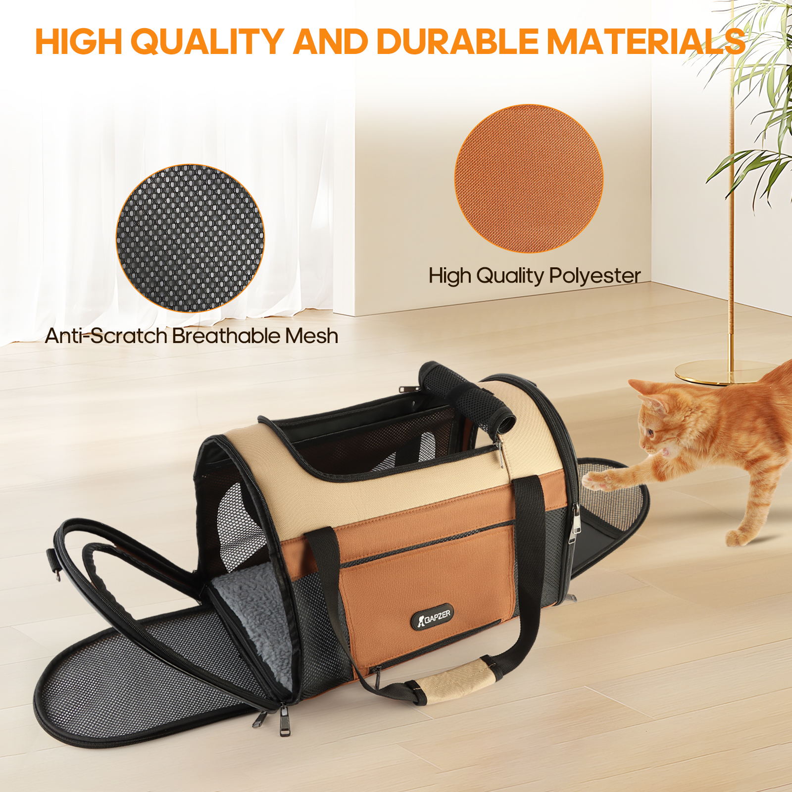 Cat Carrier Pet Travel Carriers for Medium Large Cat and Small Dog Puppy, Kitten Carriers Soft Sided, Collapsible Washable Pet Bag 18.8” x 11.8” x 12.6”