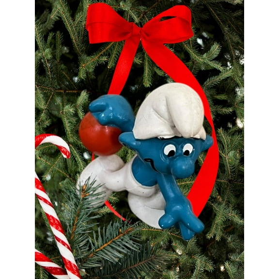 Ornament Smurf PVC Holiday Gift New Smurfs Figure Figurine 2.5” Rare Charm VTG dangler