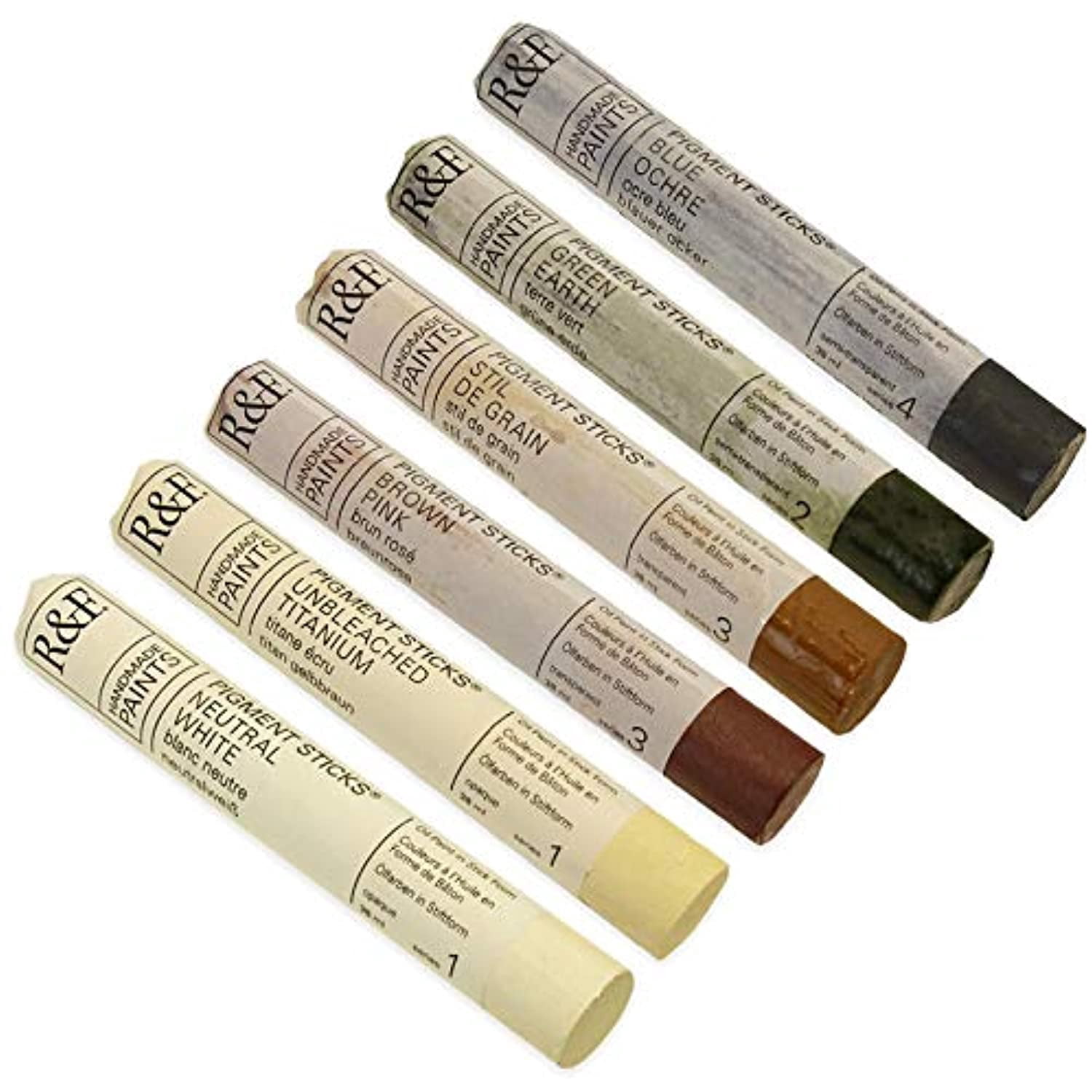 R&F Handmade Paints Pigment Stick Set, 6-Colors, Earth Tones