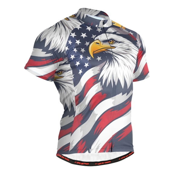 joogoo Eagle in Flag Pattern Men's Cycling Jerseys Mountain Bike Short Sleeve Tops L