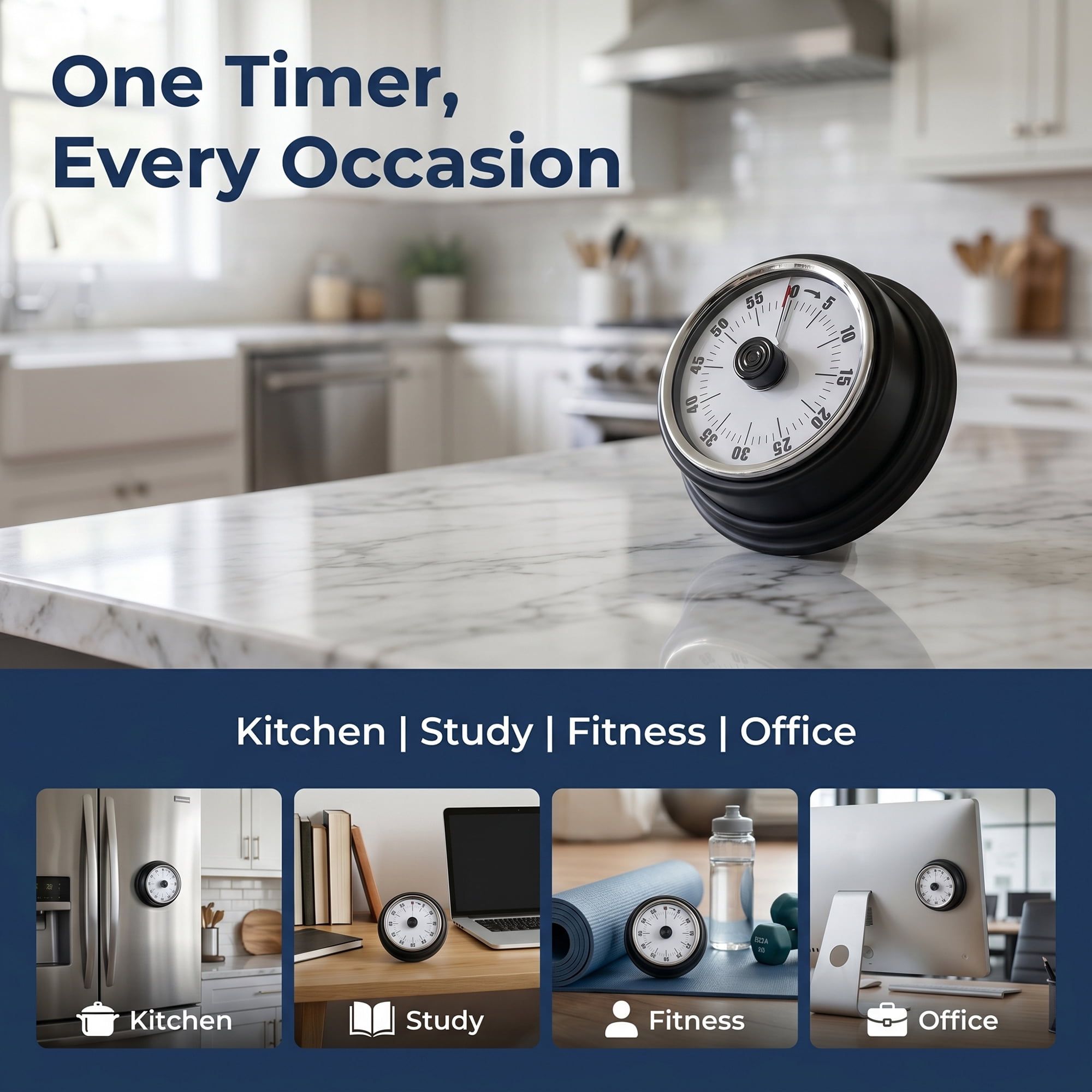 Unique Bargains Loud Alarm Magnetic Backing Timer for Cooking Black