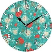 Wellsay 10in Christmas Mittens Pattern Wall Clock, Non-Ticking Silent Battery Operated Wall Clock for Kids Living Room Bedroom Kitchen School Office Christmas Decor