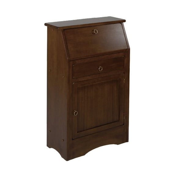Contemporary Home Living 38.5” Regalia Handcrafted Walnut Finish Solid Wood Secretary