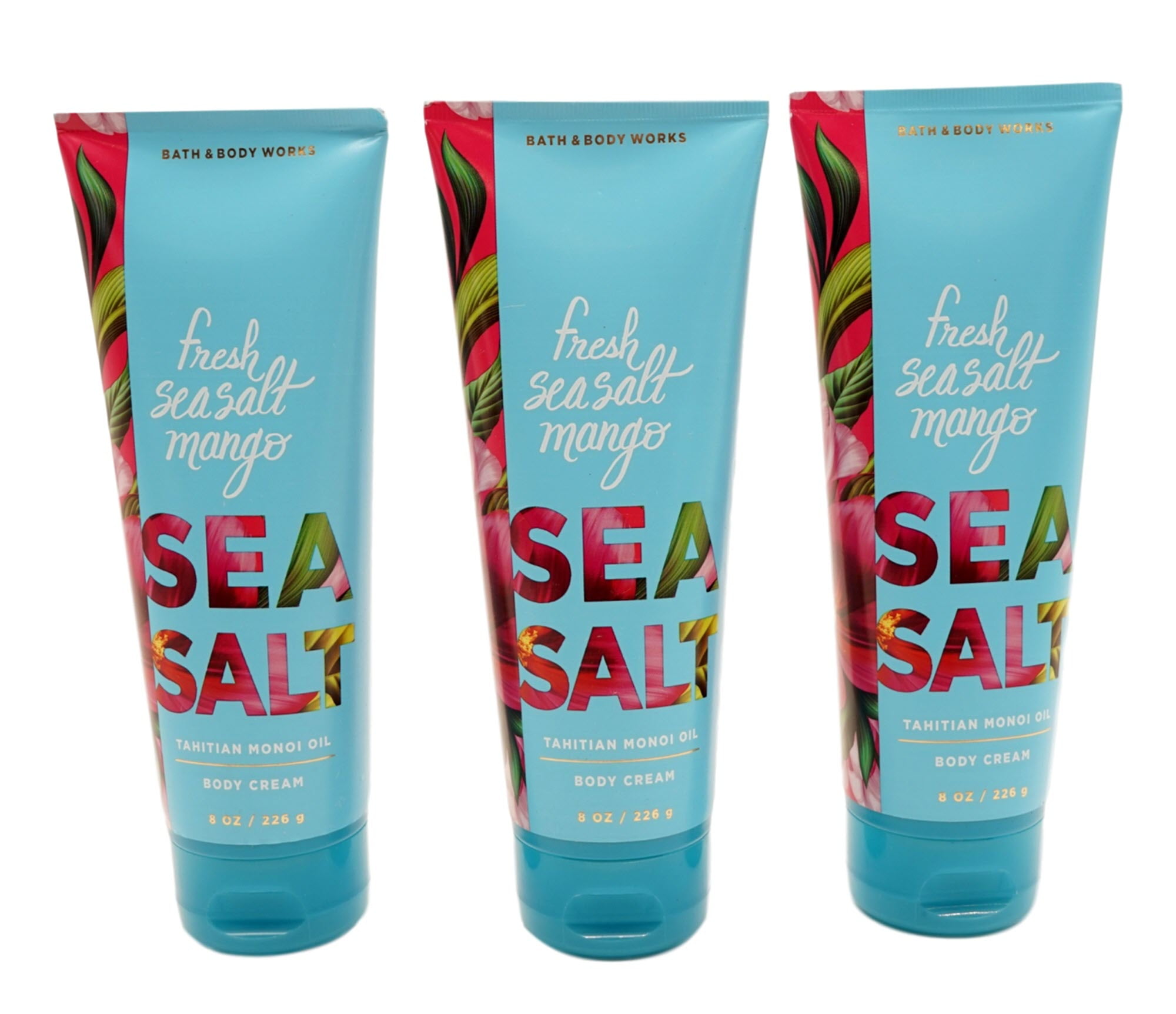 3 Pack Body Cream With Tahitian Monoi Oil 8 Oz. Fresh Sea Salt Mango