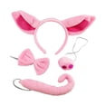 thumbnail image 1 of 4 Piezas Disfraz de Cerdo Kits de Disfraces de Animales Banda para el Cabello Juego de Cosplay Orejas Diadema Nariz Pajarita Cola para Fiestas Cosplay, 1 of 8