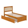 thumbnail image 4 of HomeStock Mid-Century Marvel Twin Solid Wood Platform Bed with Footboard & Twin Trundle in Light Toffee, 4 of 9