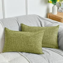 DWCN Linen Decorative Pillow Covers Comfortable Soft Cushion Covers for Sofa Couch Badroom,12 x 20 Inches, Olive Green, 2 Pack