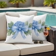 thumbnail image 4 of Hydrangea Spring Outdoor Waterproof Pillow Covers, Idyllic Flower Floral Bow Plant Leaf Decorative Square Throw Pillowcase Sofa Cushion Sham for Patio/Couch/Chair, 20"x20" 2 Pack, 4 of 8