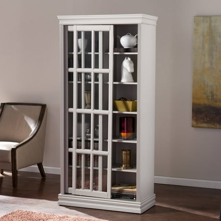 Southern Enterprises Merrywind Sliding-Door Display Cabinet, Warm Gray (Box 1 of 2)