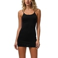 thumbnail image 2 of Women's Basic Mini Bodycon Dress Sleeveless Spaghetti Strap Scoop Neck Stretchy Lightweight Cami Slip Dress For Layering Summer Daily Wear Club Date Night, 2 of 5