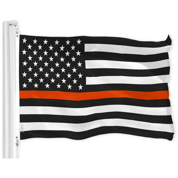G128 - Thin Orange Line American Flag 150D Polyester 3x5 FT Printed Flag - Honoring Men Women Search and Rescue Brass Grommets Indoor/Outdoor - Much Thicker More Durable Than 100D 75D Polyester