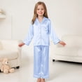 thumbnail image 2 of Hessimy Toddler Boys Girls Spring Summer 2Pcs Long Sleeve Button Pajamas Casual Set, Button Pjs Style,1-11 Years(Light Blue,9-10 Years), 2 of 7