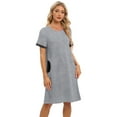 thumbnail image 2 of WBQ Womens Nightgowns Short Sleeve Nightshirt Round Neck Sleep Shirt Comfy Nightdress, 2 of 8