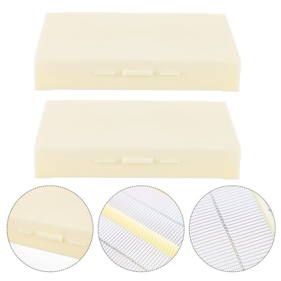 EXHUMKY Boîte de Rangement pour Glissière de Microscope Lot de 2 Couleur Beige pour Organisation des Glissières dans les Laboratoires de Recherche 11.8X6.3In