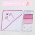 thumbnail image 6 of Softan Baby Hooded Bath Towel and Washcloths, Extra Soft and Ultra Absorbent, 6 Pack for Newborn and Infants, Flamingos, 6 of 6